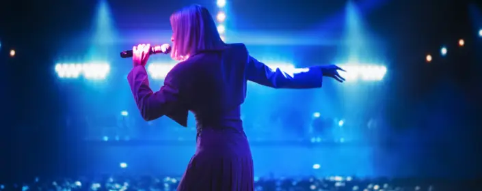 Singer performing live on stage